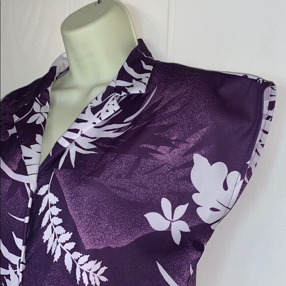 Vtg 70s/80s Teddi purple & white polyester shirt - Picture 2 of 8